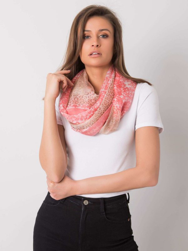 Coral-beige scarf in animal patterns