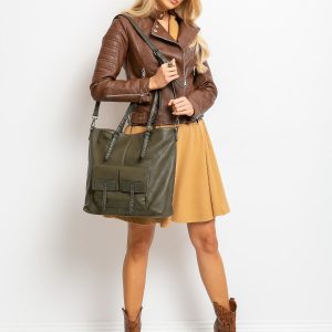 Khaki Large Eco Leather Bag