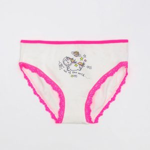 White and pink panties for girl with 3-pack print