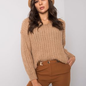 Dark beige knitted sweater Worthington RUE PARIS