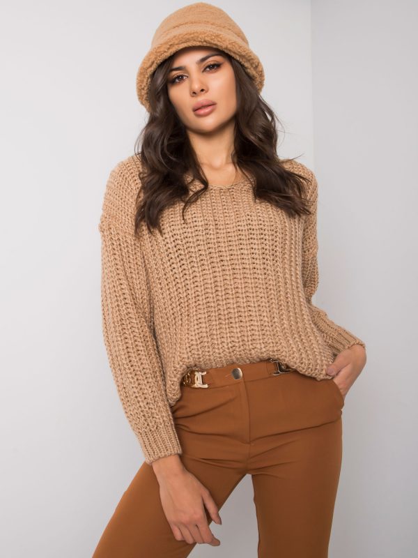 Dark beige knitted sweater Worthington RUE PARIS