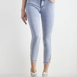 Light blue skinny jeans with cutouts