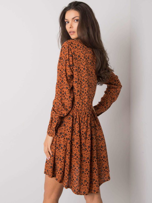 Brown dress with prints Rima FRESH MADE