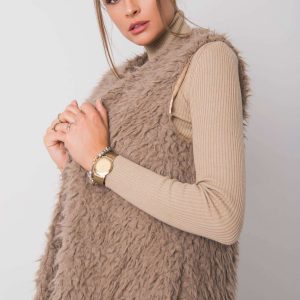 Dark beige fur vest Sybille