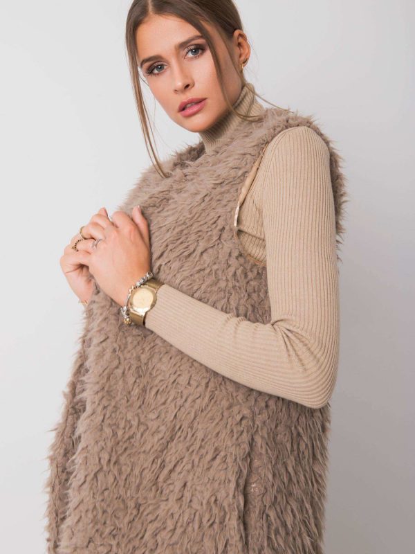 Dark beige fur vest Sybille