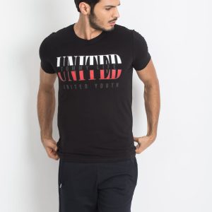 TOMMY LIFE Black men's t-shirt with print