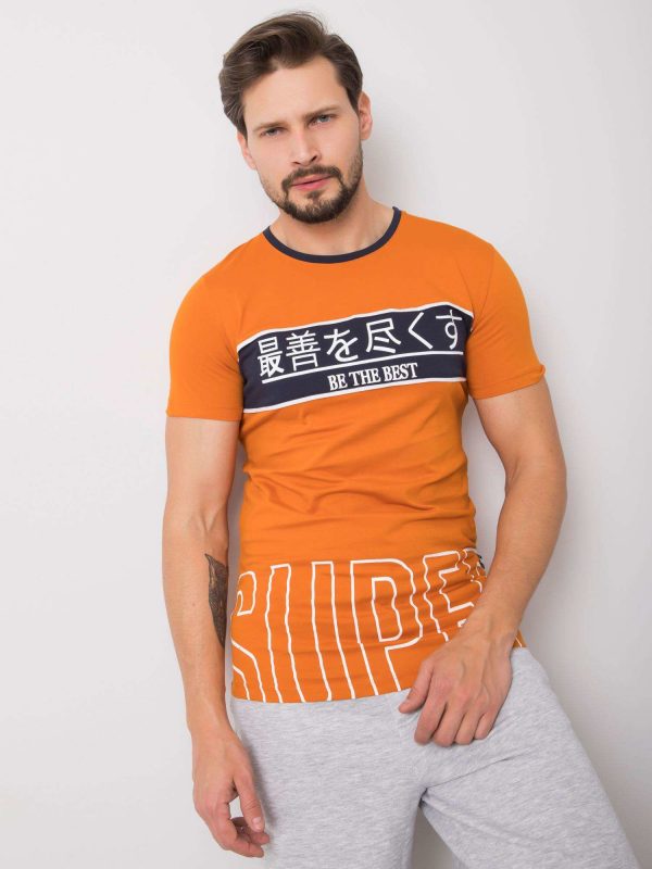 Orange t-shirt for men with print Luca