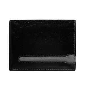 Genuine Leather Men's Black Horizontal Wallet