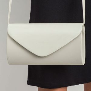 Light beige oblong clutch bag