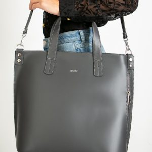 Dark Grey Leather Ladies Bag