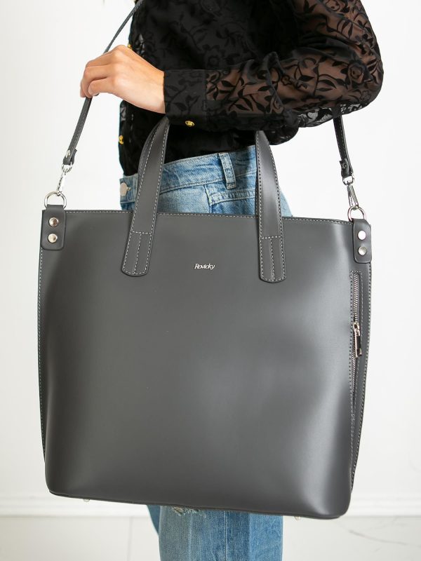 Dark Grey Leather Ladies Bag