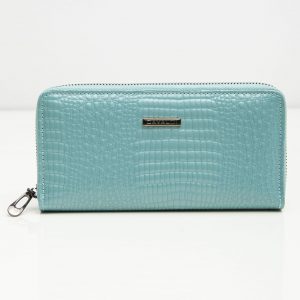 Mint Zipper Leather Wallet