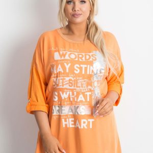 Tunic plus size with orange print