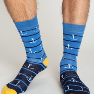 Blue and navy blue men's socks