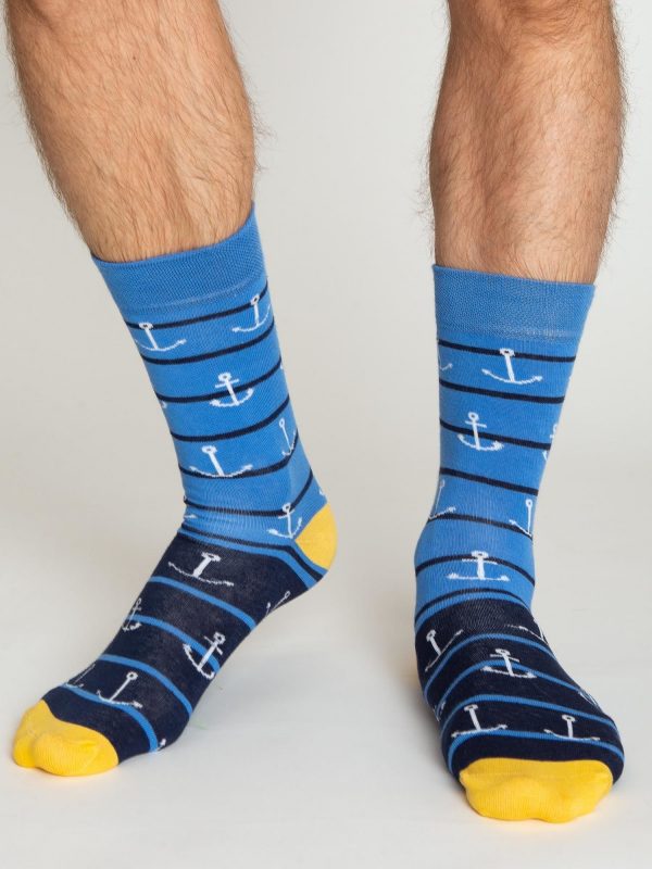 Blue and navy blue men's socks