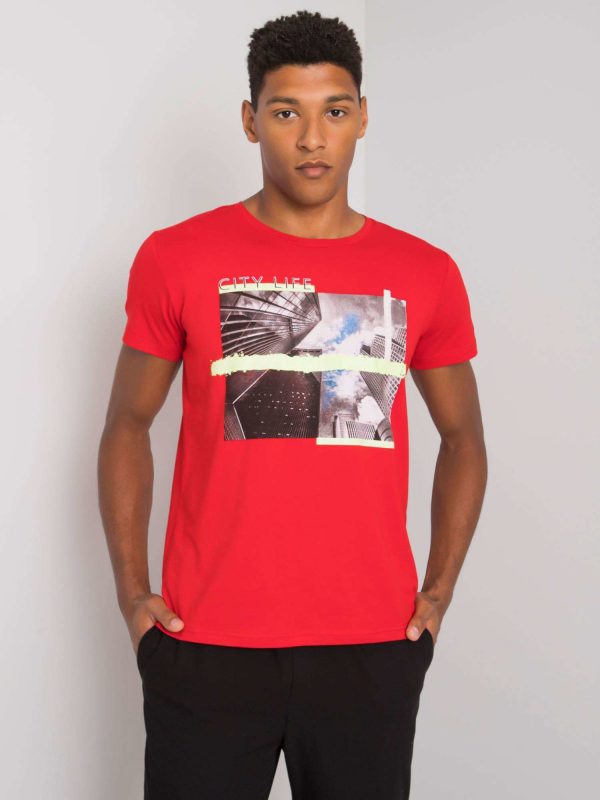 Red T-shirt for men with print Deacon