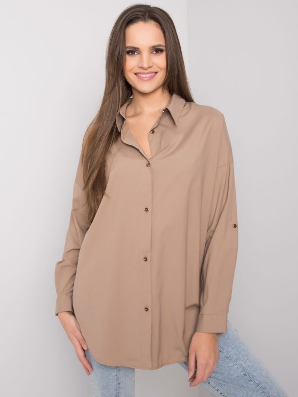 Dark beige classic shirt Camila