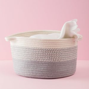 Grey-ECRU basket with handles