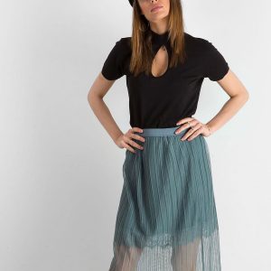 Gray-blue airy pleated skirt