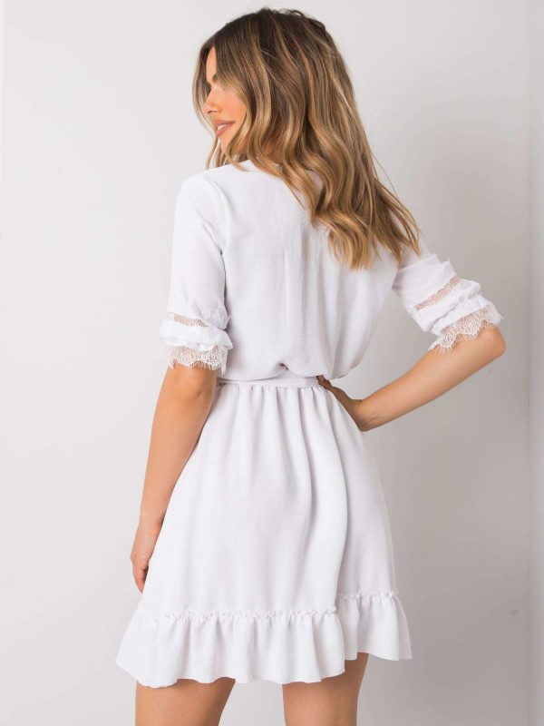 White dress with ruffle Raven