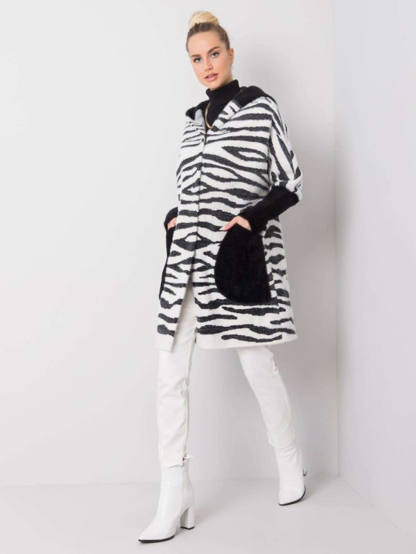 Yvett's black and white alpaca coat