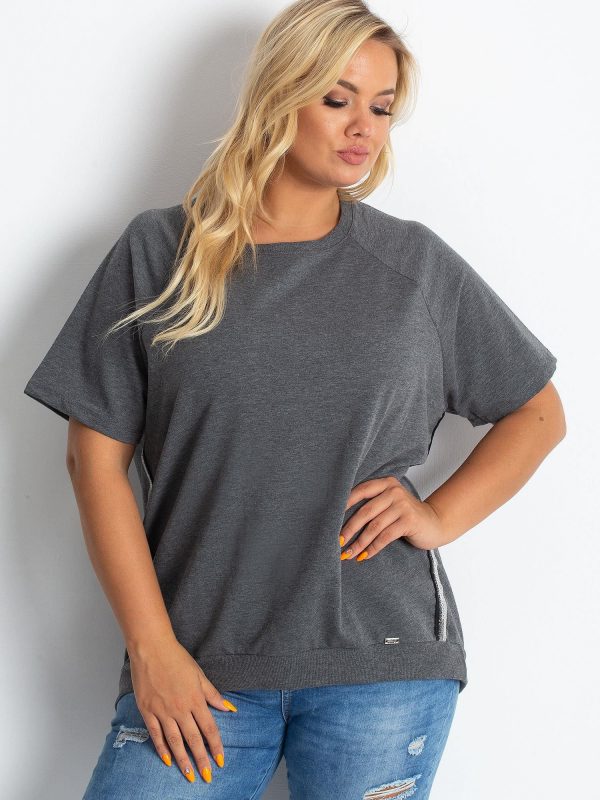 Dark Grey Plus Size Holiday Blouse