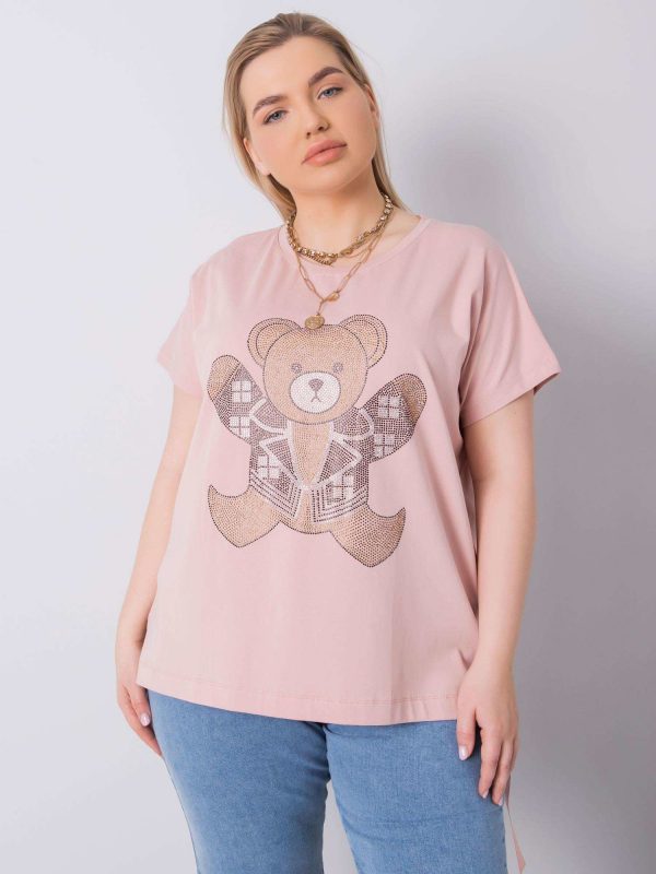 Dirty pink plus size blouse with Marlene applique