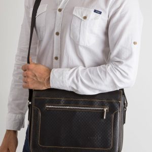 Black Men's Eco-Leather Flip Bag