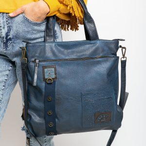 Dark Blue Women's Eco Leather Shoulder Bag