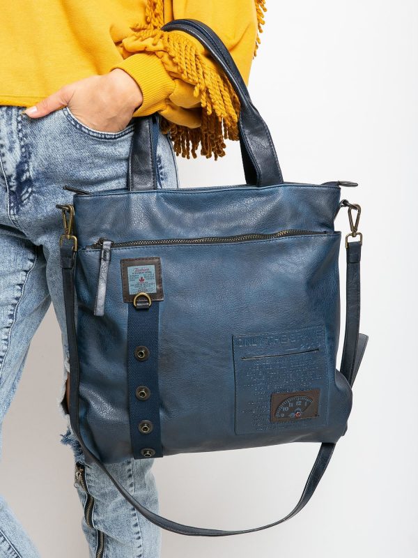 Dark Blue Women's Eco Leather Shoulder Bag