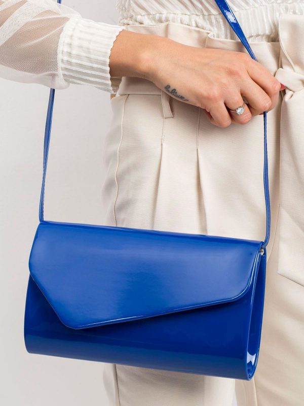 Cobalt lacquered clutch bag