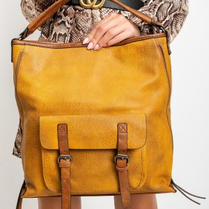 Camel eco leather bag with pocket