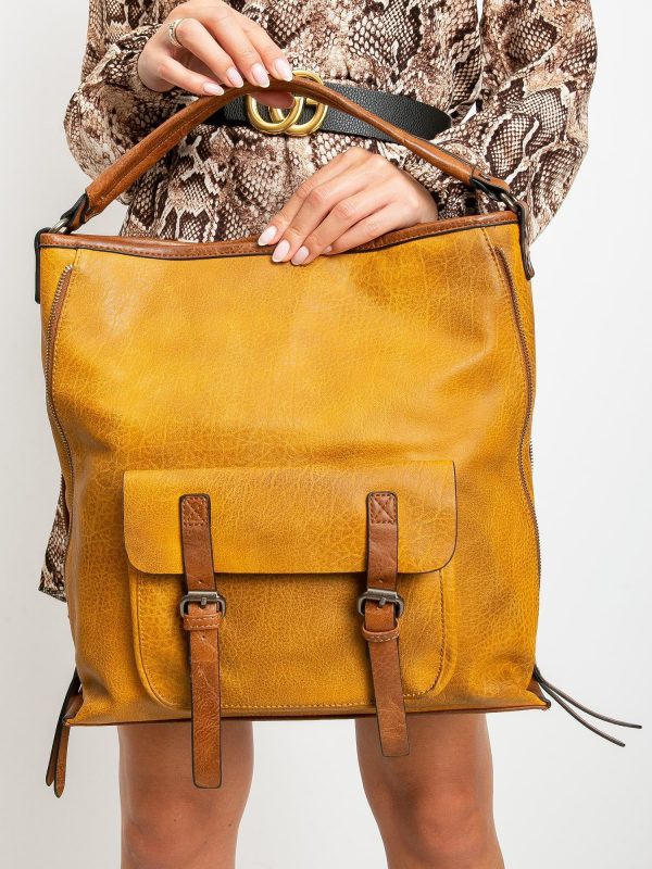 Camel eco leather bag with pocket