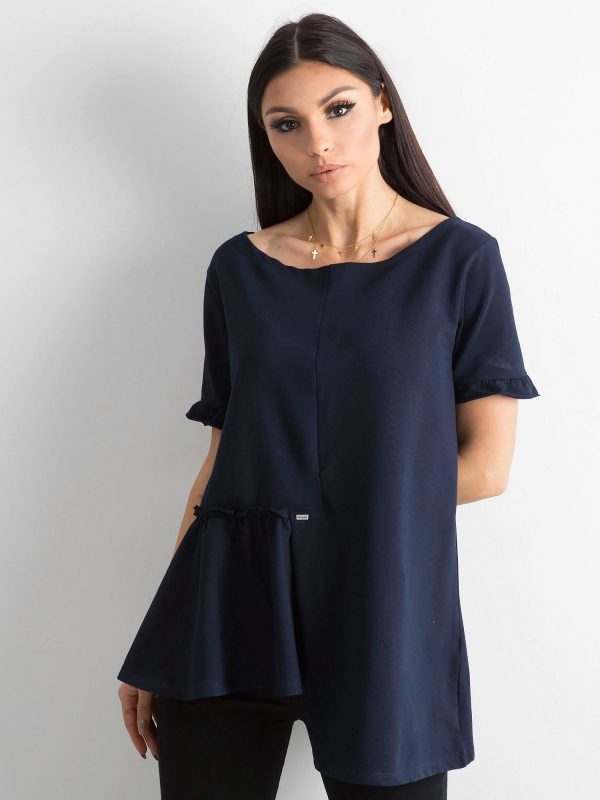 Asymmetrical navy blue blouse