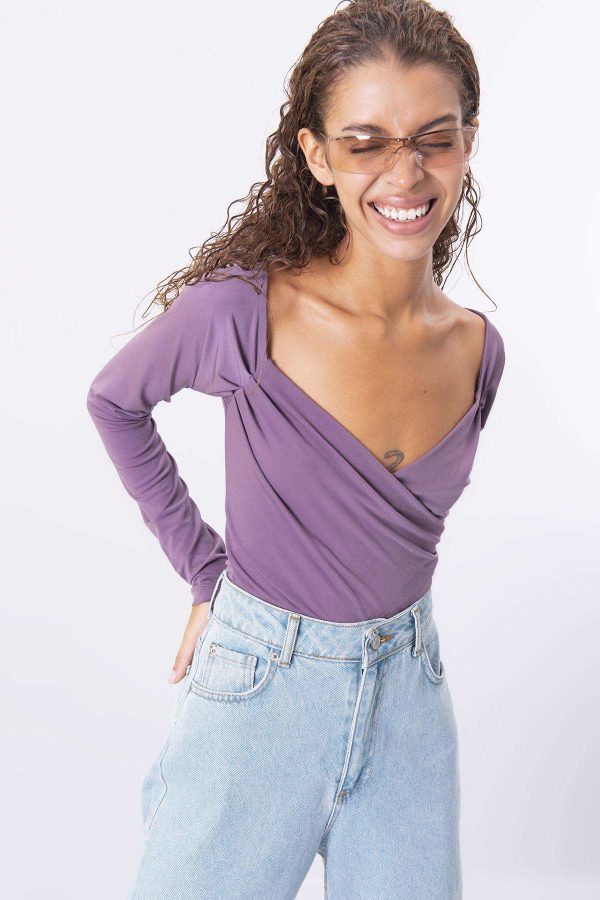 BSL Light Purple Long Sleeve Blouse