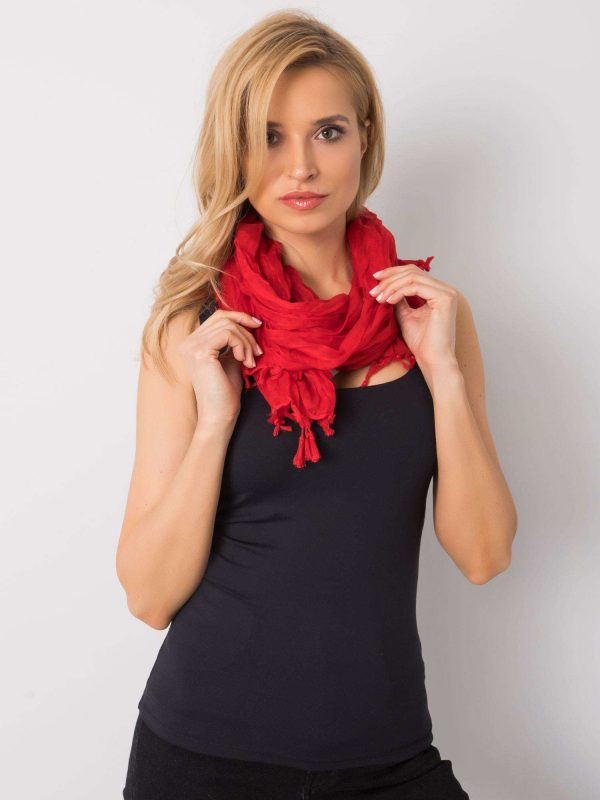 Red scarf with fringes