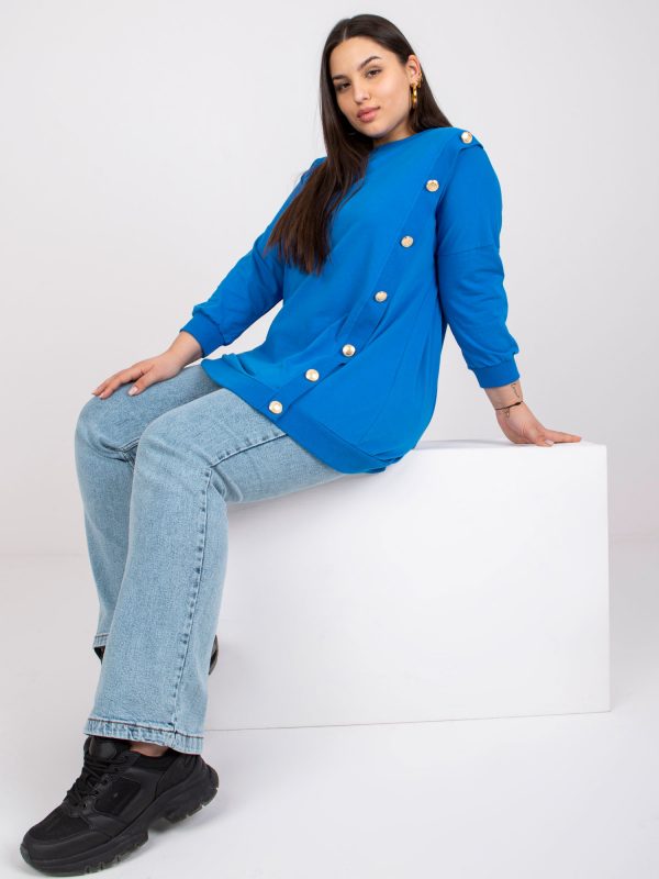 Dark blue plus size blouse with Brigitte buttons