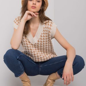 Beige camel knitted vest Villena RUE PARIS