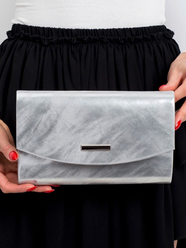 Silver shiny clutch bag