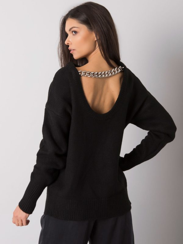 Black sweater with chain Vermillion RUE PARIS