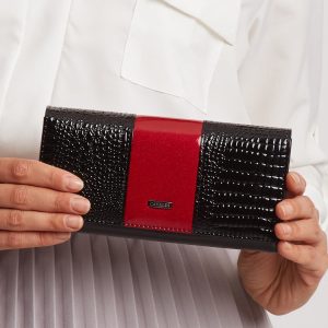 Red and black leather wallet