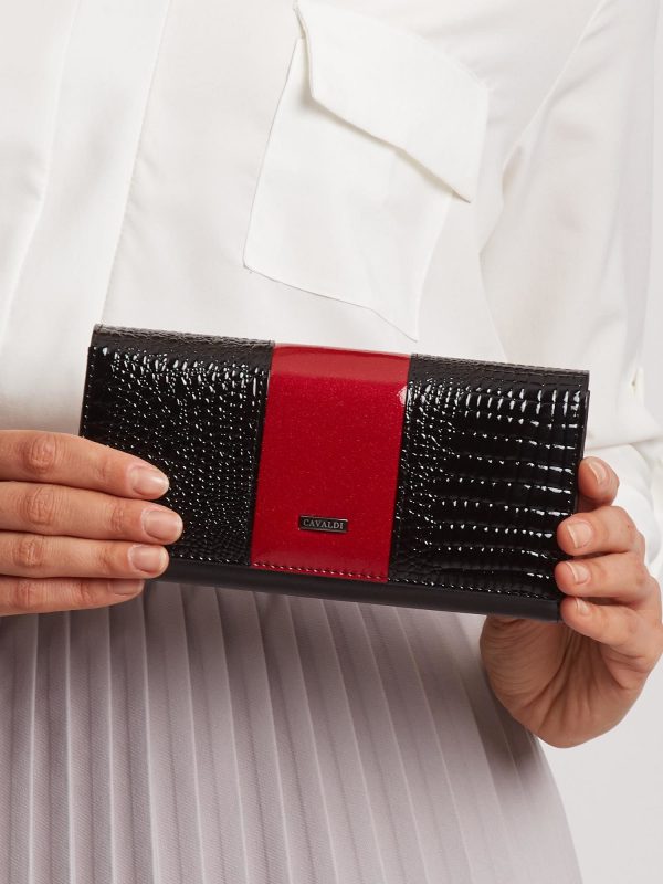 Red and black leather wallet