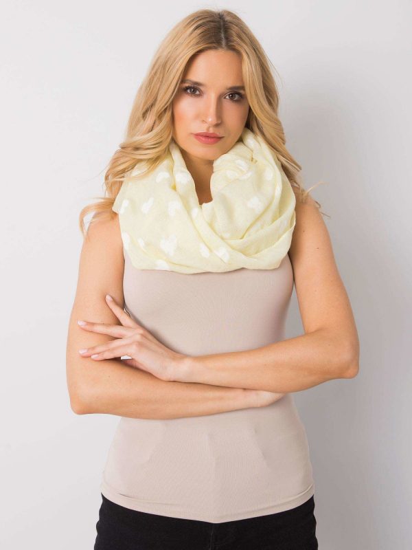 Yellow scarf with hearts print