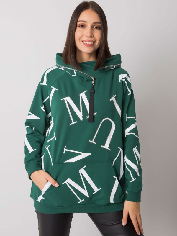 Dark Green Plus Size Cotton Indi Sweatshirt