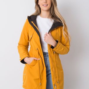 Yellow and black double-sided parka jacket with hood