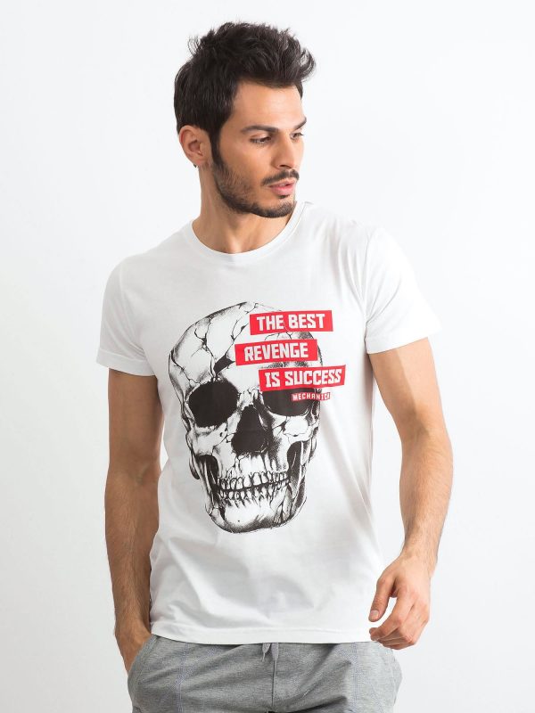 Men's White Cotton T-Shirt with Print