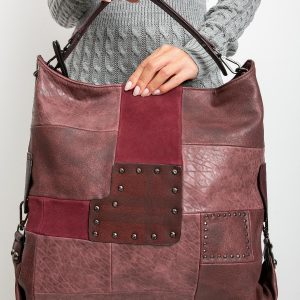 Burgundy large eco leather bag