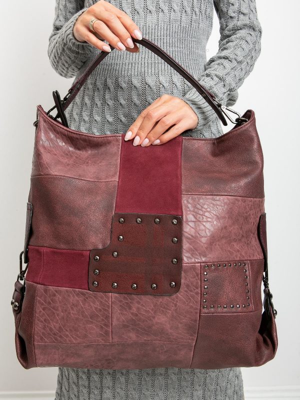 Burgundy large eco leather bag