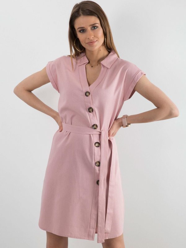 Pink dress with asymmetrical clasp