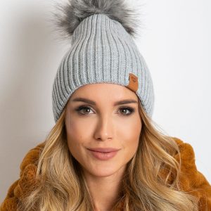 Gray cap with wool